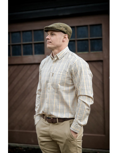 Härkila Haywood wool blend LS shirt Arrowwood yellow check