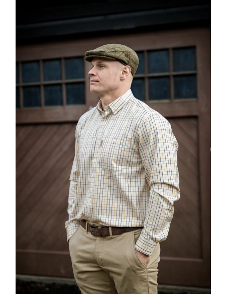Härkila Haywood wool blend LS shirt Arrowwood yellow check