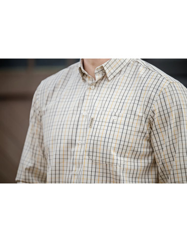 Härkila Haywood wool blend LS shirt Arrowwood yellow check