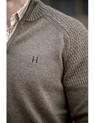 Härkila Vincent merino halfzip pullover Dark sand