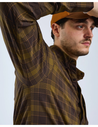Pinewood Abisko Trekking InsectSafe LS Shirt M D Olive Sandstone