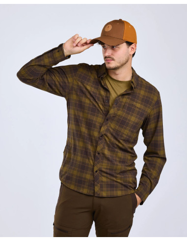 Pinewood Abisko Trekking InsectSafe LS Shirt M D Olive Sandstone