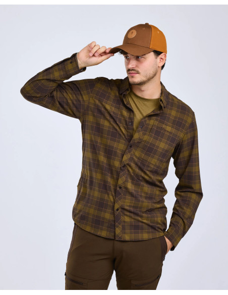 Pinewood Abisko Trekking InsectSafe LS Shirt M D Olive Sandstone