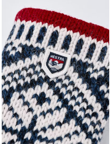 Hestra Nordic Wool Mitt Medium Blue Off White