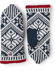 Hestra Nordic Wool Mitt Medium Blue Off White