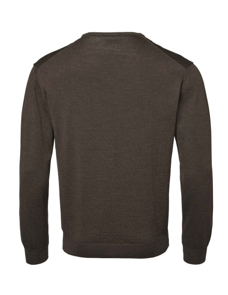 Chevalier Aston V-Neck Merino Pullover Men Leather Brown