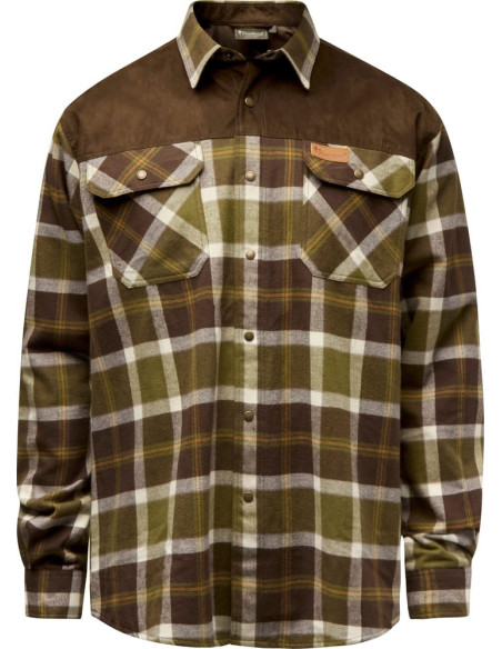 Pinewood Douglas Vindtät Skjorta Olive Green Cr White
