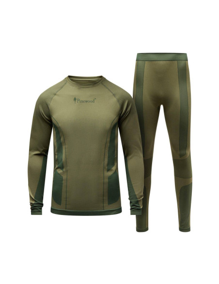 Pinewood Funktion Base Layer Underställ Set Olive Green