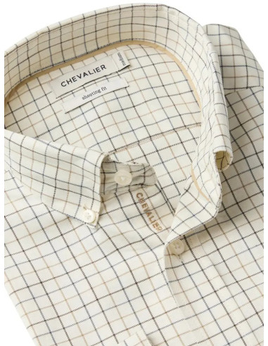 Chevalier Baron Shooting Fit Stretch Shirt Stormy Blue Tattersall M