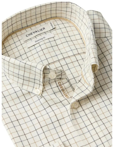 Chevalier Baron Shooting Fit Stretch Shirt Stormy Blue Tattersall M